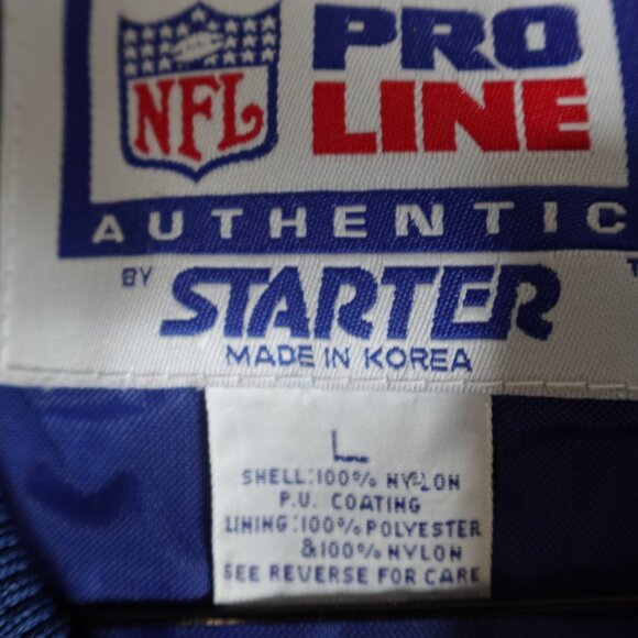 Vintage New England Patriots Jacket Large Blue Pullover Starter Pro Line - Picture 3 of 15